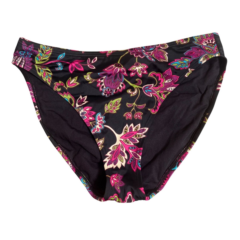 Victoria's Secret Bikini Bottom Sz M Black‎ Floral Swimsuit